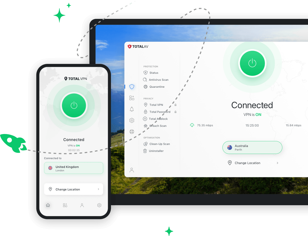 Laptop & Mobile Showing Total&nbsp;VPN